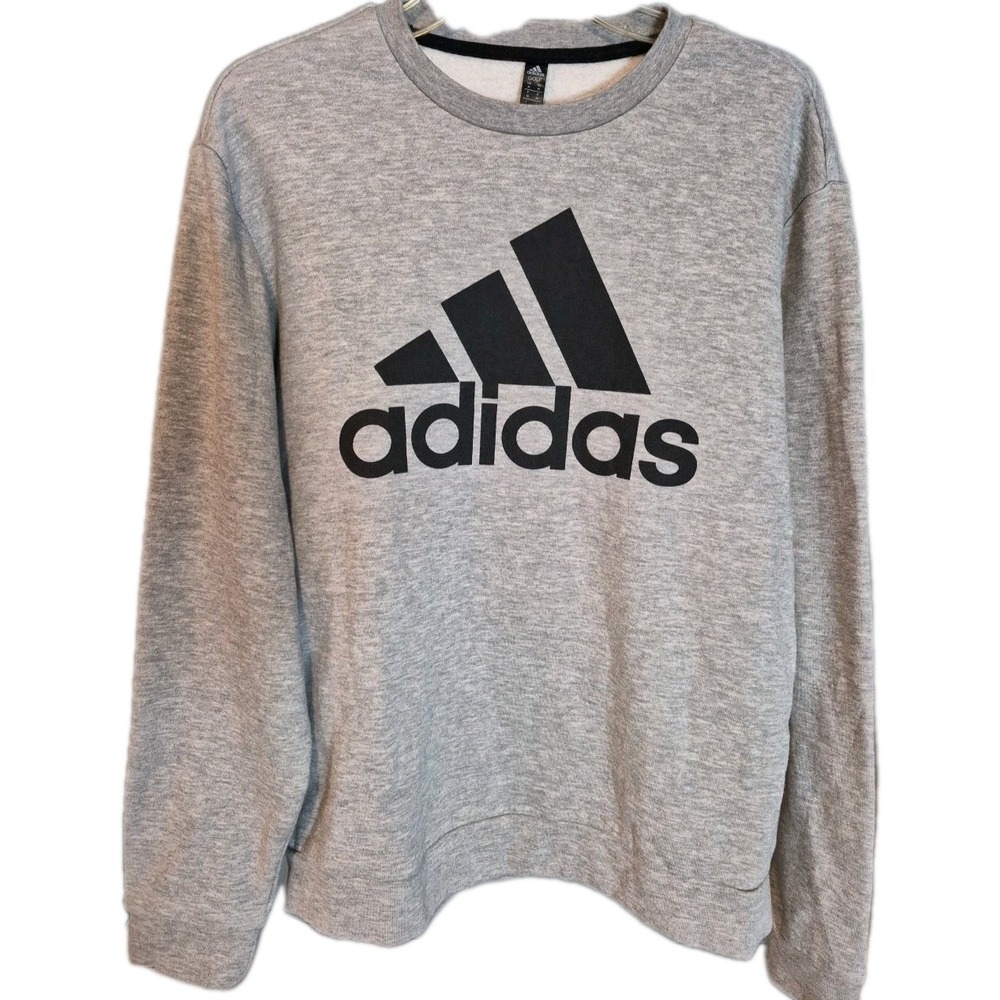Adidas Golf Gray Graphic Mens M LS Pullover Crewneck Sweatshirt Big Logo